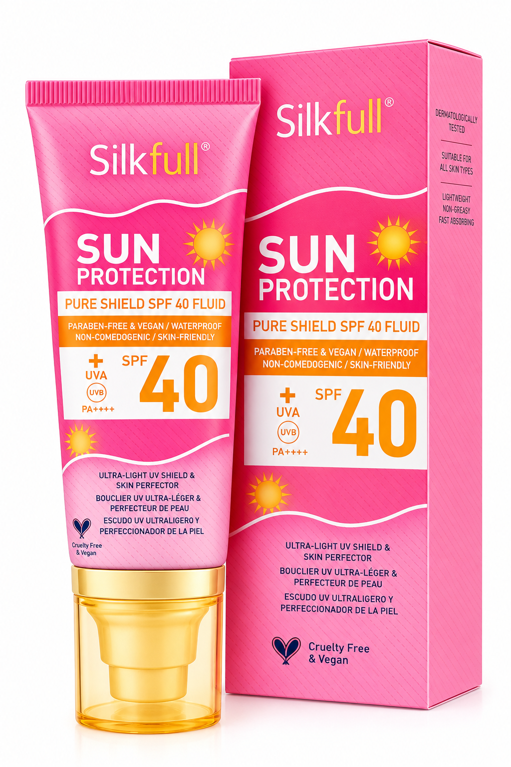 Silkfull® Sun Protection Pure Shield SPF 40 Fluid – UVA/UVB Protection & Anti-Aging Daily Sunscreen for All Skin Types