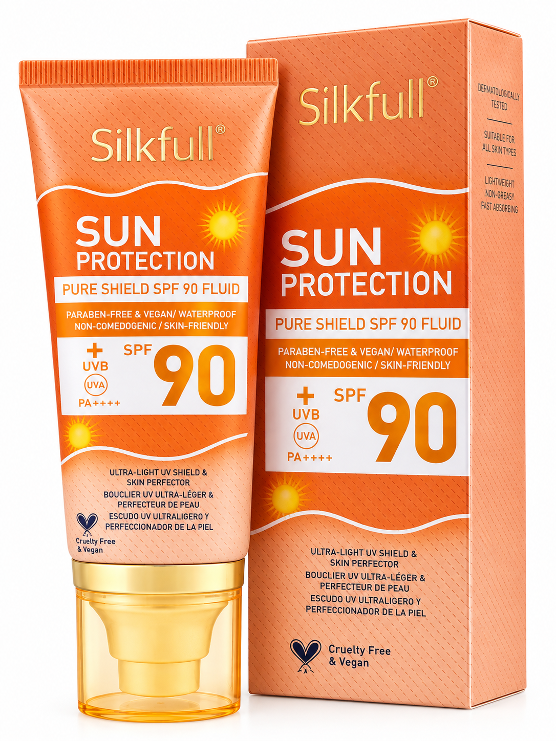 Silkfull® Sun Protection Pure Shield SPF 90 Fluid – Very High UVA/UVB Protection for All Skin Types, Including Sensitive & Acne-Prone Skin