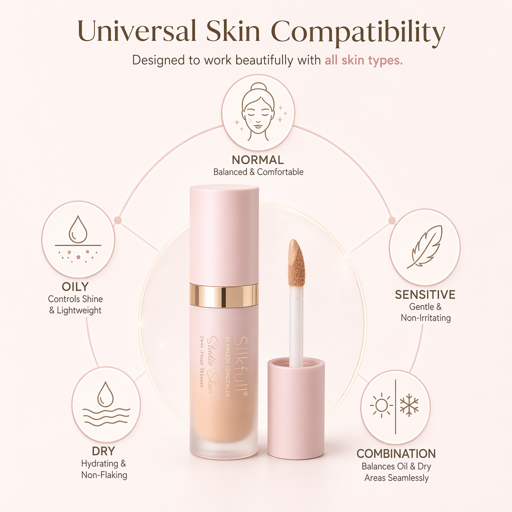 Silkfull Studio Skin 24-Hour Wear Airbrush Flawless Concealer – for Normal, Oily, Sensitive, Dry & Combination Skin (8ml)